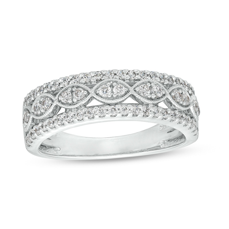 Main Image 1 of Previously Owned - 1/2 CT. T.W. Diamond Triple Row Anniversary Band in 14K White Gold