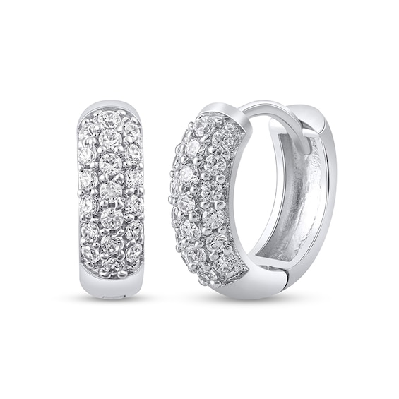 Previously Owned - 1/4 CT. T.w. Diamond Multi-Row Hoop Earrings in 10K White Gold