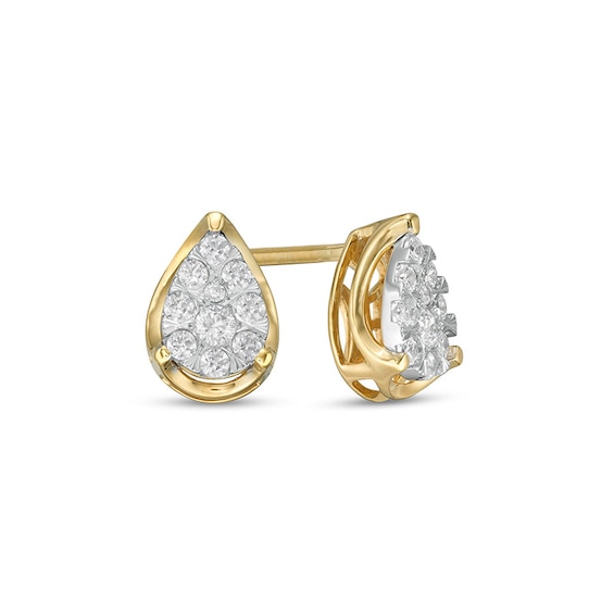 Previously Owned - 1/4 CT. T.w. Pear-Shaped Multi-Diamond Stud Earrings in 10K Gold