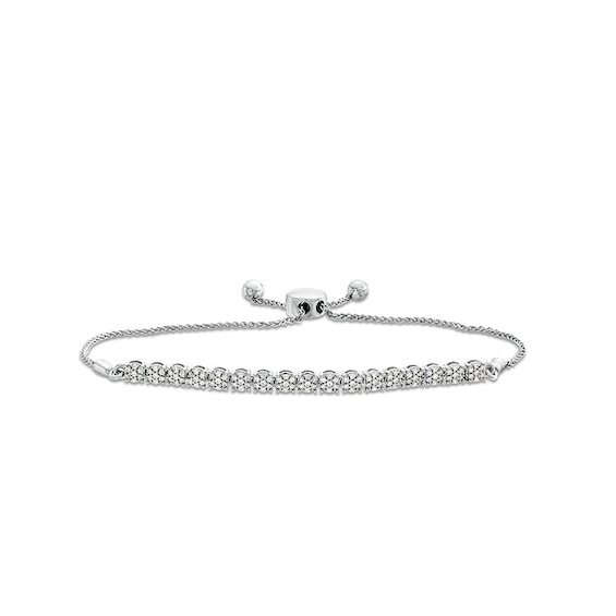 Previously Owned - 1/2 CT. T.w. Multi-Diamond Line Bolo Bracelet in 10K White Gold - 9.5"