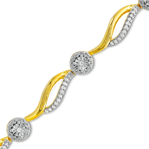 Previously Owned - 1/3 CT. T.w. Diamond Alternating Wave Link Bracelet in 10K Gold