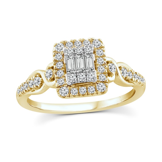 Previously Owned - 3/8 CT. T.w. Multi-Diamond Framed Engagement Ring in 10K Gold