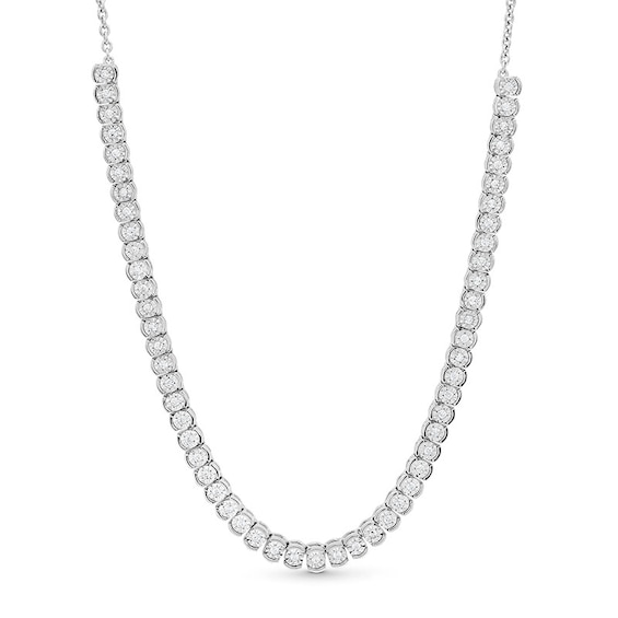 Previously Owned - 3/4 CT. T.w. Diamond Miracle Line Necklace in Sterling Silver - 17"