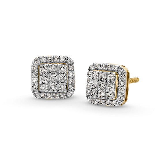 Previously Owned - 1/4 CT. T.w. Cushion-Shaped Multi-Diamond Octagon Frame Stud Earrings in 10K Gold