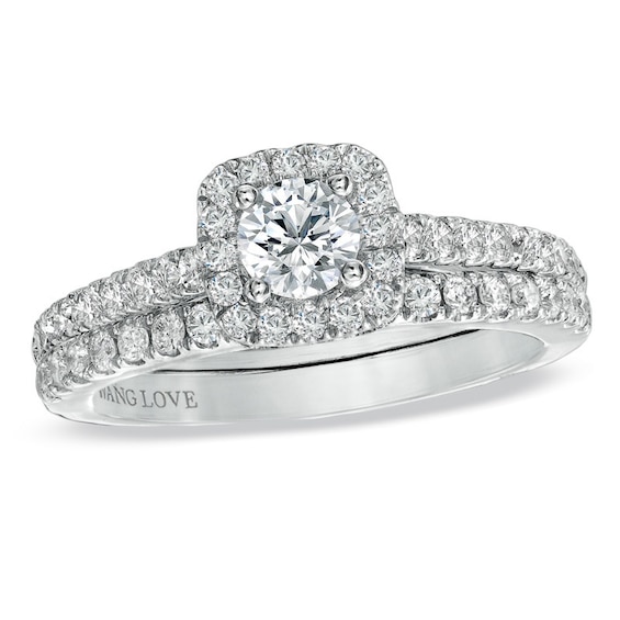 Previously Owned - Vera Wang Love Collection 1 CT. T.w. Diamond Frame Soldered Bridal Set in 14K White Gold