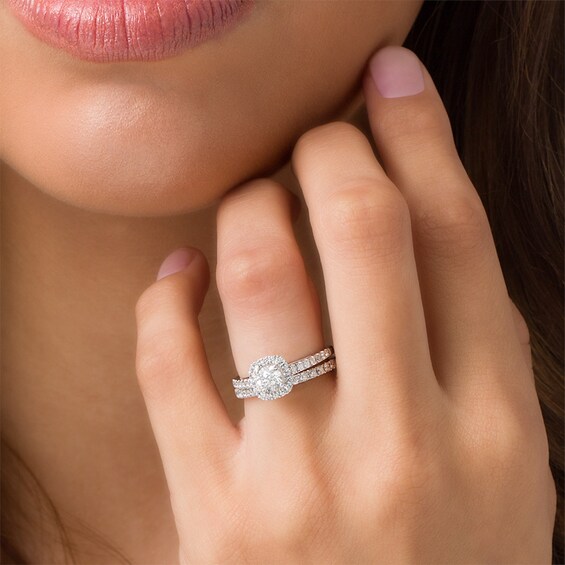 Previously Owned - 2 CT. T.w. Diamond Frame Soldered Bridal Set in 14K White Gold