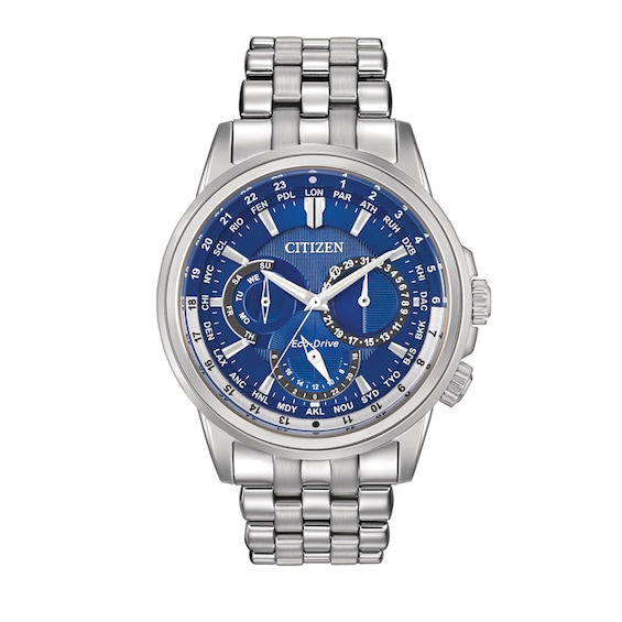 Previously Owned - Men's Citizen Eco-Drive® Calendrier Watch with Blue Dial (Model: Bu2021-51L)