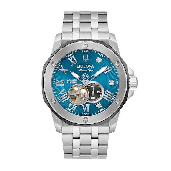 Previously Owned - Men's Bulova Marc Anthony Series A Diamond Accent Watch with Blue Skeleton Dial (Model: 98D184)