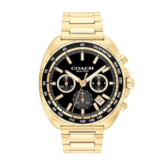 Previously Owned - Men’s Coach Charter Gold-Tone IP Chronograph Watch with Black Dial (Model: 14602703)