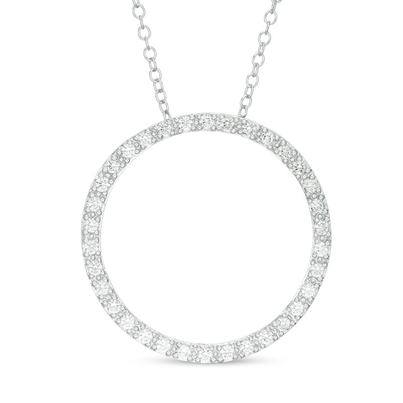 Previously Owned - 1/2 CT. T.w. Diamond Open Circle Pendant in 14K White Gold