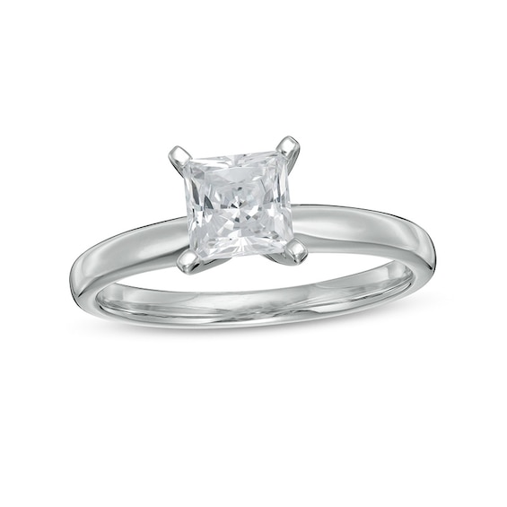 Previously Owned - 1 CT. Princess-Cut Diamond Solitaire Engagement Ring in 10K White Gold (J/I3)