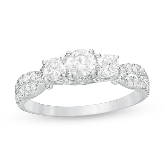 Previously Owned - 1 CT. T.w. Diamond Past Present Future® Frame Twist Engagement Ring in 14K White Gold