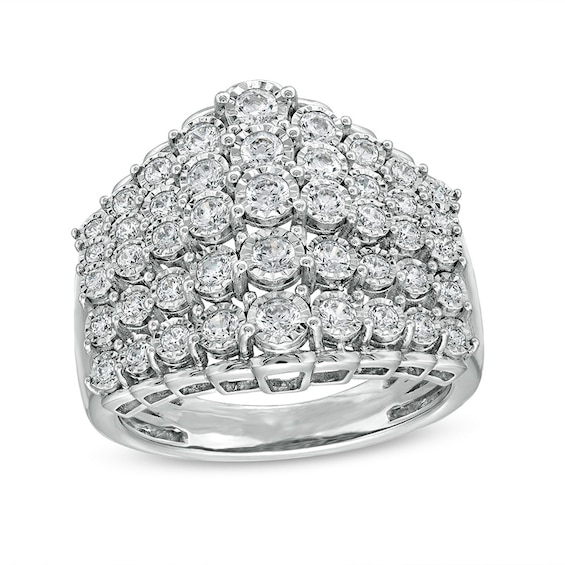 Previously Owned - 1 CT. T.w. Diamond Graduated Row Ring in 10K White Gold