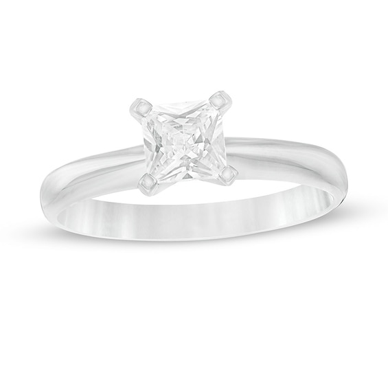 Previously Owned - 3/4 CT. Princess-Cut Diamond Solitaire Engagement Ring in 14K White Gold (J/I2)