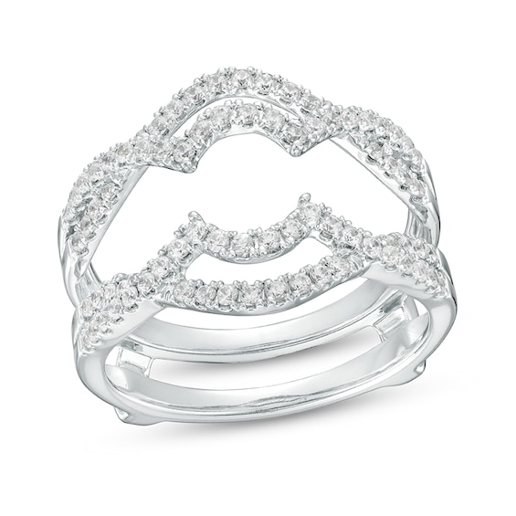 Previously Owned - 1/2 CT. T.w. Diamond Contour Crossover Solitaire Enhancer in 14K White Gold