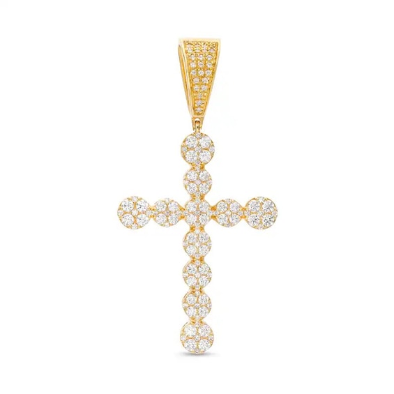Previously Owned - 1-1/2 CT. T.w. Multi-Diamond Cross Necklace Charm in 10K Gold
