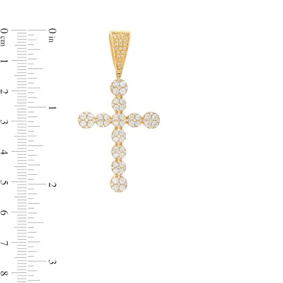 Previously Owned - 1-1/2 CT. T.w. Multi-Diamond Cross Necklace Charm in 10K Gold