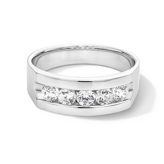 Previously Owned - 1 CT. T.w. Diamond Five Stone Channel Anniversary Band in 14K White Gold