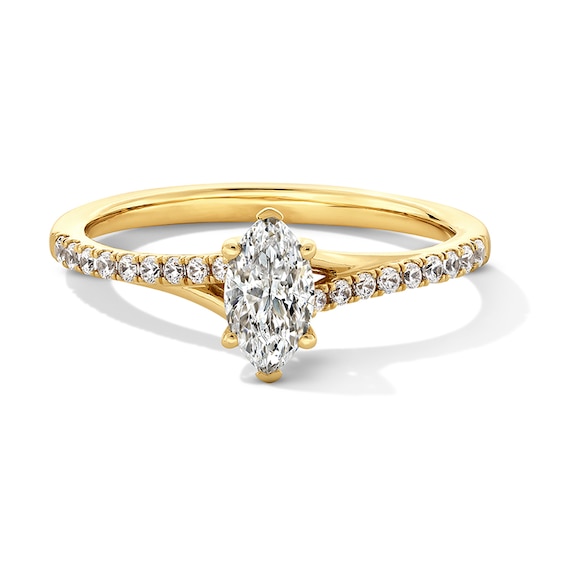 Previously Owned - 5/8 CT. T.w. Marquise-Cut Diamond Bypass Split Shank Engagement Ring in 14K Gold