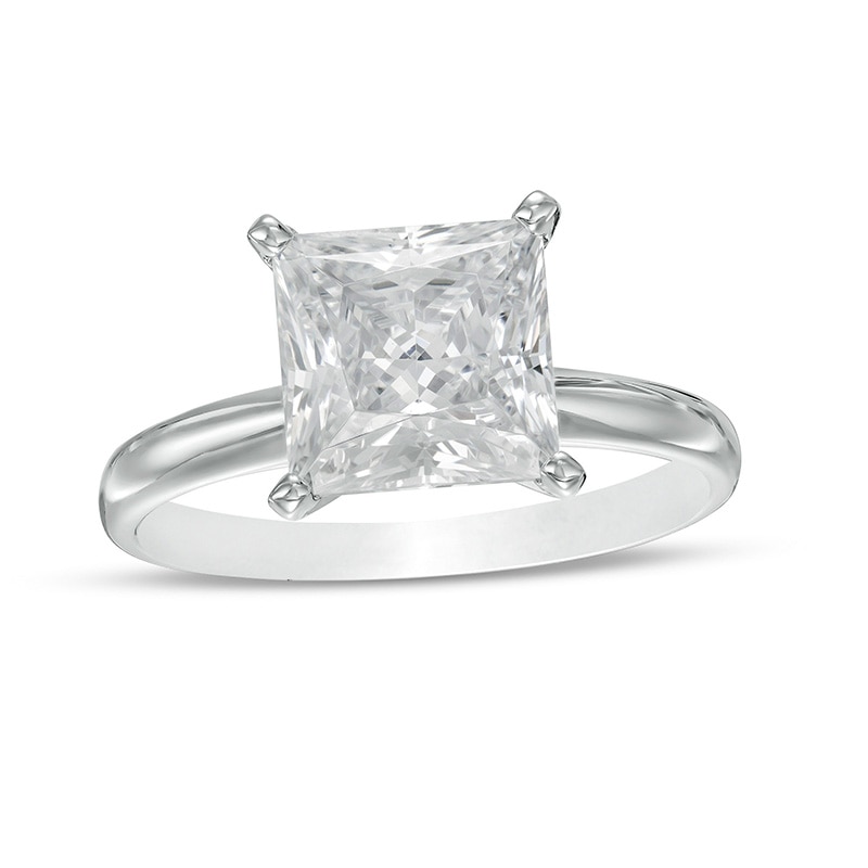 Main Image 1 of Previously Owned - 3 CT. Princess-Cut Lab-Grown Diamond Solitaire Engagement Ring in 14K White Gold (F/VS2)
