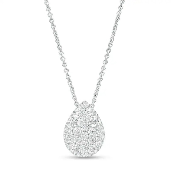 Previously Owned - 1/2 CT. T.w. Pear-Shaped Lab-Grown Multi-Diamond Pendant in 14K White Gold (F/Si2)