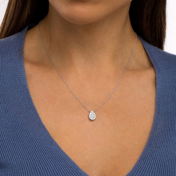 Previously Owned - 1/2 CT. T.w. Pear-Shaped Lab-Grown Multi-Diamond Pendant in 14K White Gold (F/Si2)