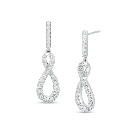 Previously Owned - 5/8 CT. T.w. Lab-Grown Diamond Graduated Infinity Loop Drop Earrings in 14K White Gold (F/Si2)