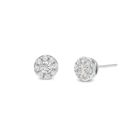 Previously Owned - 1/2 CT. T.w. Lab-Grown Multi-Diamond Stud Earrings in 14K White Gold (F/Si2)