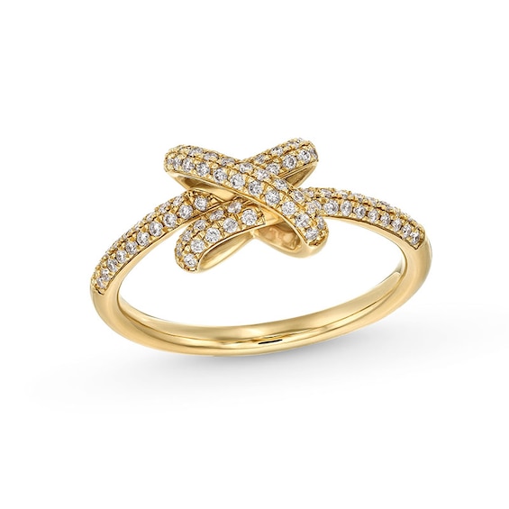 Previously Owned - 1/3 CT. T.w. Lab-Grown Diamond Double Row Knot Ring in 10K Gold (F/Si2)
