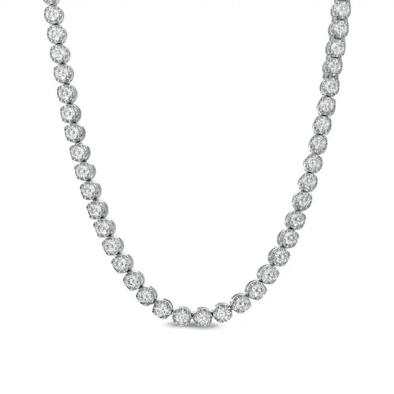 Previously Owned - 10 CT. T.W. Lab-Grown Diamond Tennis Necklace in 10K White Gold (F/VS2) - 20"