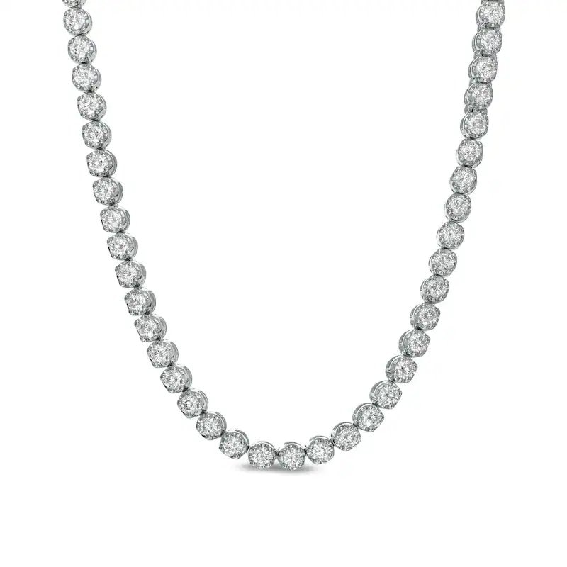Main Image 1 of Previously Owned - 10 CT. T.W. Lab-Grown Diamond Tennis Necklace in 10K White Gold (F/VS2) - 20"