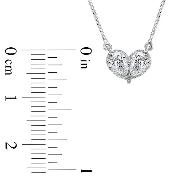 Previously Owned - 1/2 CT. T.w. Pear-Shaped Lab-Grown Diamond Toi et Moi Heart Necklace in 10K White Gold (F/Si2)