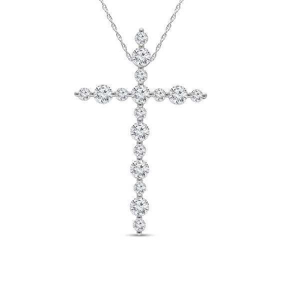 Previously Owned - 1 CT. T.w. Lab-Grown Diamond Alternating Cross Pendant in 10K White Gold (I/Si2)