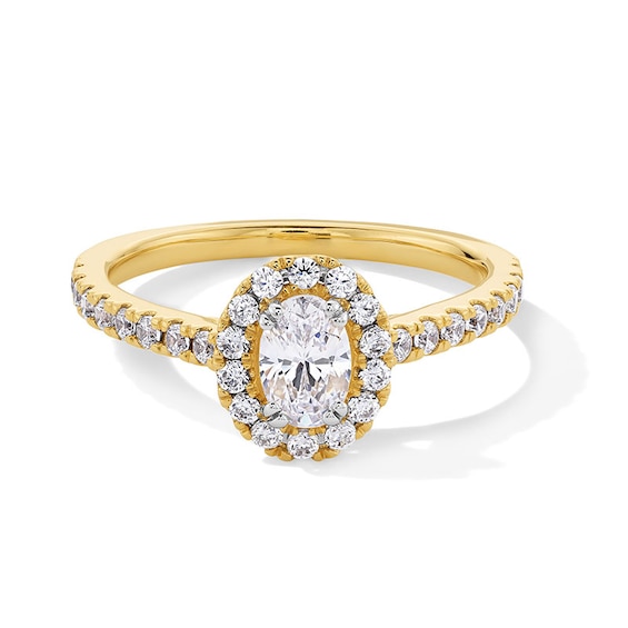 Previously Owned - Classic Symphony 1 CT. T.w. Oval Lab-Grown Diamond Frame Engagement Ring in 14K Gold (F/Si2)