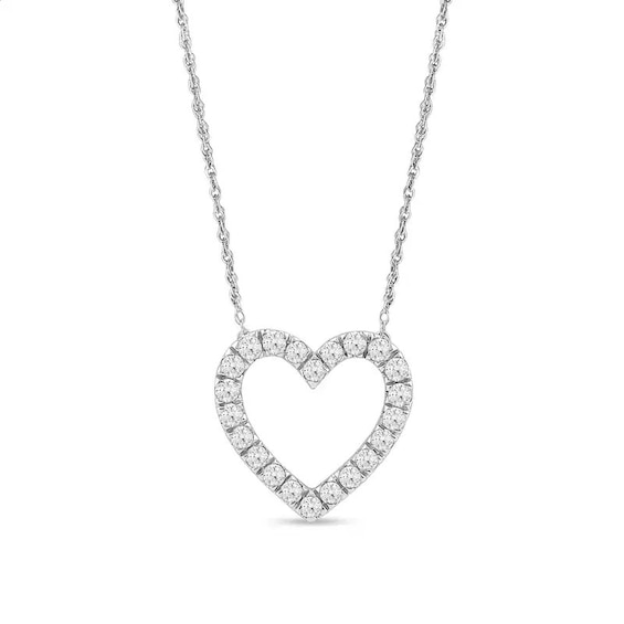Previously Owned - 1/2 CT. T.w. Lab-Grown Diamond Heart Necklace in 14K White Gold (F/Si2)