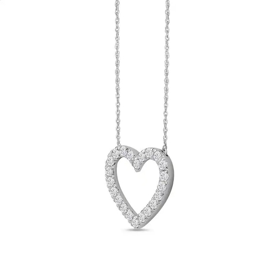Previously Owned - 1/2 CT. T.w. Lab-Grown Diamond Heart Necklace in 14K White Gold (F/Si2)