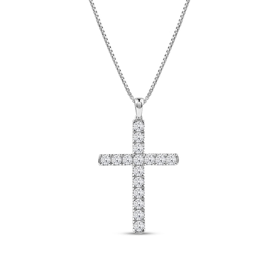 Previously Owned - 2 CT. T.w. Lab-Grown Diamond Cross Pendant in 14K White Gold (F/Si2)