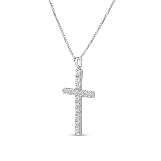 Previously Owned - 2 CT. T.w. Lab-Grown Diamond Cross Pendant in 14K White Gold (F/Si2)