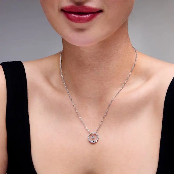 Previously Owned - 1 CT. T.w. Journey Lab-Grown Diamond Circle Necklace in 10K White Gold (F/Vs2) - 19"