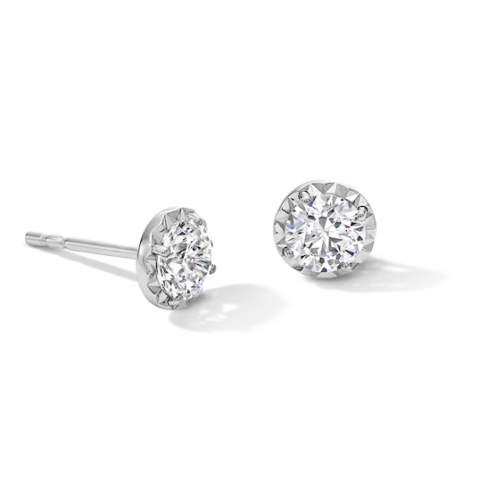 Previously Owned - 1 CT. T.w. Lab-Grown Diamond Miracle Solitaire Stud Earrings in 14K White Gold (F/Vs2)