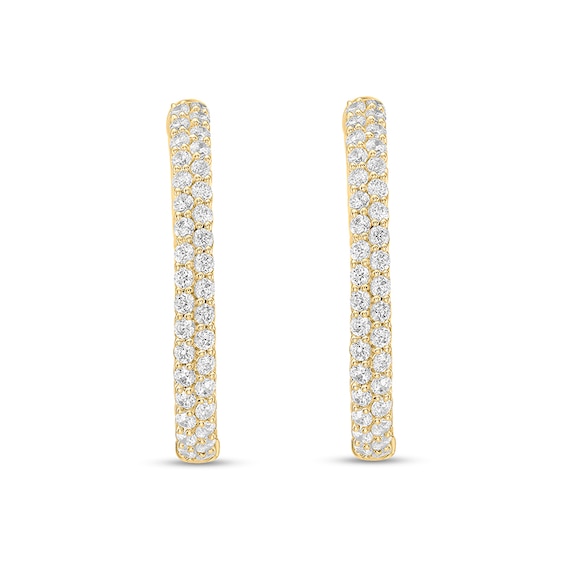 Previously Owned - 3 CT. T.w. Lab-Grown Diamond Inside-Out Oval Hoop Earrings in 10K Gold (F/Vs2)