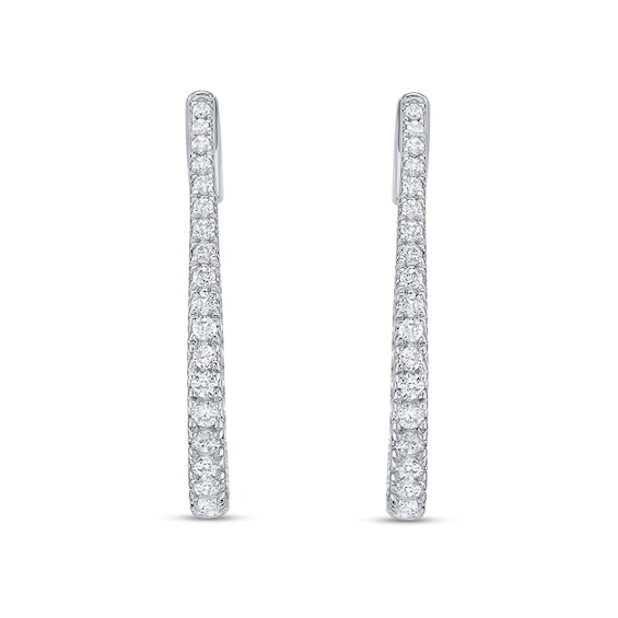 Previously Owned - 2 CT. T.w. Lab-Grown Diamond Inside-Out Oval Hoop Earrings in 10K White Gold (F/Vs2)