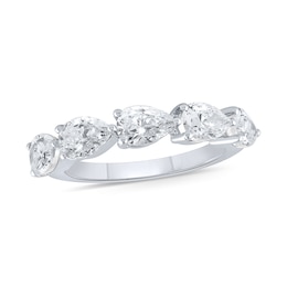Previously Owned - 2 CT. T.W. Pear-Shaped Lab-Grown Diamond Five Stone Anniversary Band in 10K White Gold (F/VS2)