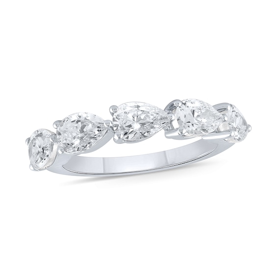 Previously Owned - 2 CT. T.w. Pear-Shaped Lab-Grown Diamond Five Stone Anniversary Band in 10K White Gold (F/Vs2)