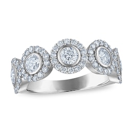 Previously Owned - 1-1/2 CT. T.W. Lab-Grown Diamond Frame Five Stone Anniversary Band in 10K White Gold (F/VS2)