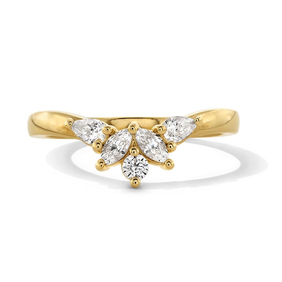 Previously Owned - 3/8 CT. T.w. Multi-Shaped Lab-Grown Diamond Floral Contour Band in 14K Gold (F/Vs2)