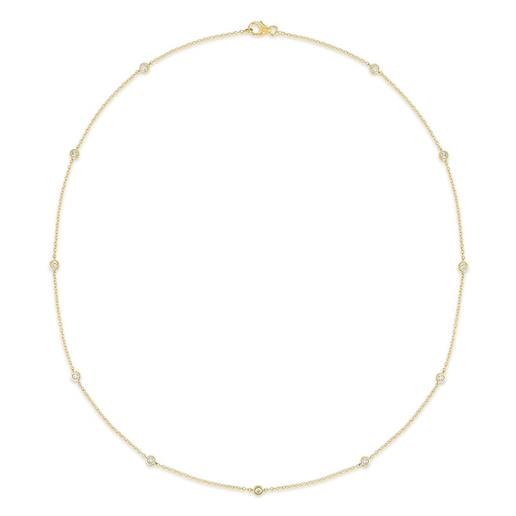 Previously Owned - 1/2 CT. T.w. Lab-Grown Diamond Bezel-Set Station Necklace in 10K Gold (F/Vs2)