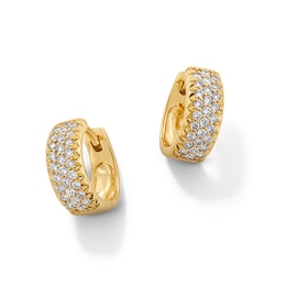 Previously Owned - 1/2 CT. T.W. Lab-Grown Diamond Triple Row Huggie Hoop Earrings in 10K Gold (F/VS2)