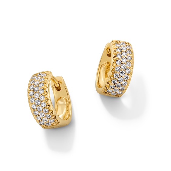 Previously Owned - 1/2 CT. T.w. Lab-Grown Diamond Triple Row Huggie Hoop Earrings in 10K Gold (F/Vs2)