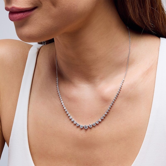 Previously Owned - 4 CT. T.w. Lab-Grown Diamond Graduated Line Necklace in 10K White Gold (F/Vs2)